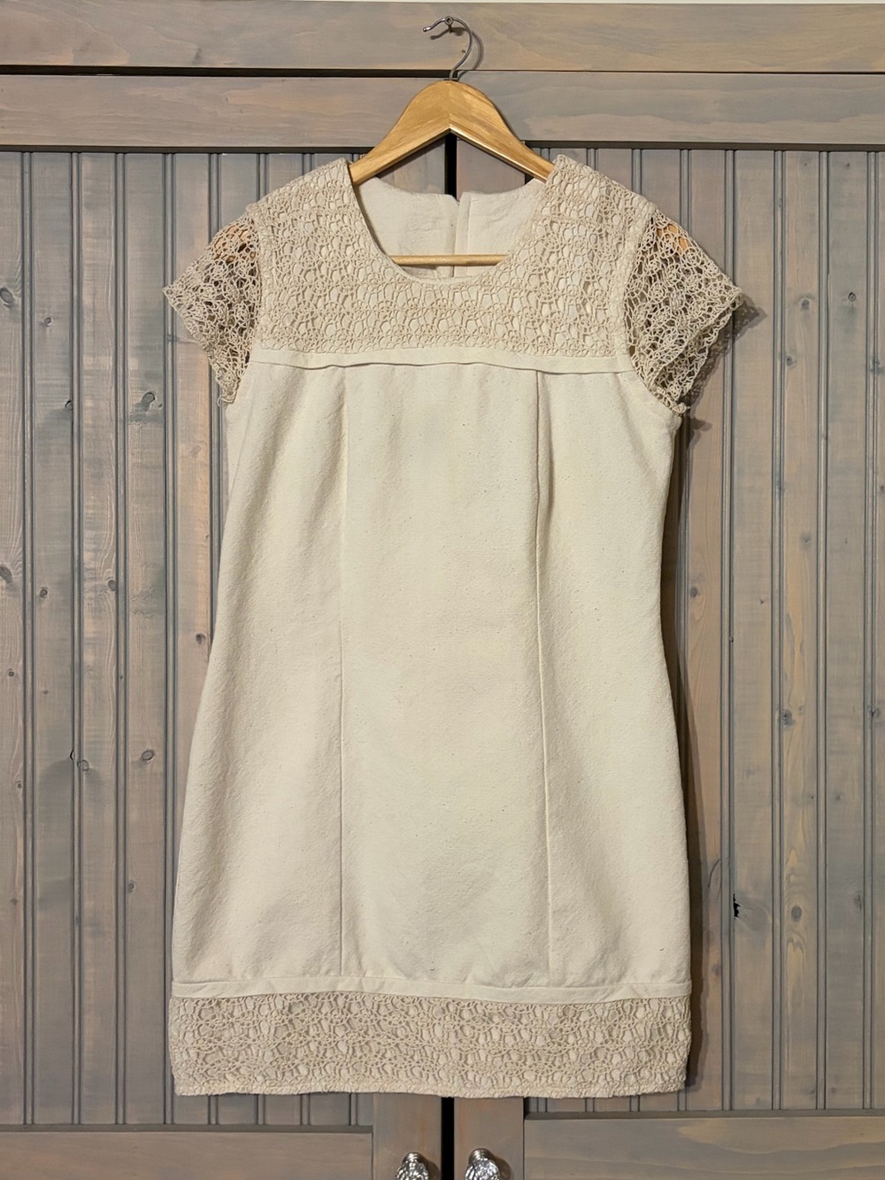 Cotton Summer shift Dress with Crocheted Details